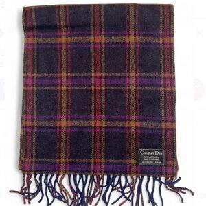 Christian Dior lambswool plaid scarf